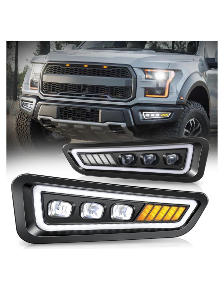 Luces de Niebla LED Auto Dynasty Tri-Proyector para Ford F150 Raptor 2017-2020