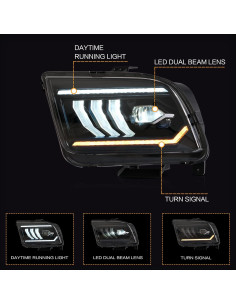 Faros Proyector VLAND LED para Ford Mustang 2005-2009 2
