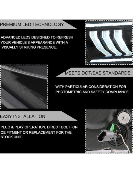 Faros Proyector VLAND LED para Ford Mustang 2005-2009