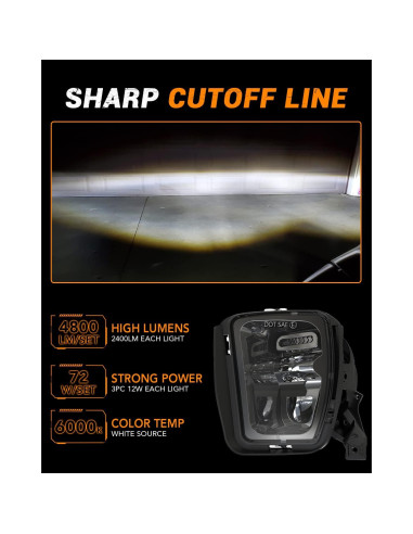 Luces Antiniebla LED 4X4FLSTC para Dodge Ram 1500 2013-2020