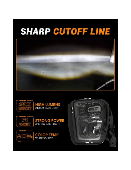 Luces Antiniebla LED 4X4FLSTC para Dodge Ram 1500 2013-2020