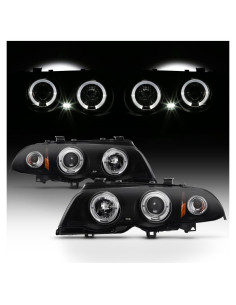 Faros Proyector LED AKKON para BMW E46 1999-2001 Negro Ahumado