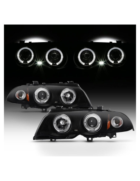 Faros Proyector LED AKKON para BMW E46 1999-2001 Negro Ahumado