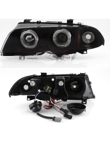 Faros Proyector LED AKKON para BMW E46 1999-2001 Negro Ahumado
