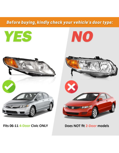 Faros Reemplazo KarSpareHub para Honda Civic 2006-2011 Cromo