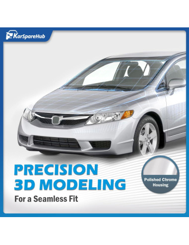 Faros Reemplazo KarSpareHub para Honda Civic 2006-2011 Cromo