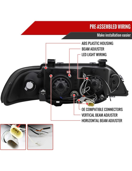 Faros Proyector Halo Duales Instyleparts para BMW E39 1996-2003