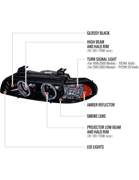 Faros Proyector Halo Duales Instyleparts para BMW E39 1996-2003
