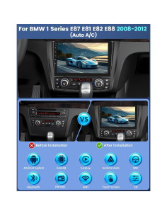 Radio Android 9" EKAT para BMW Serie 1 E87 E81 E82 E88 2008-2012 2
