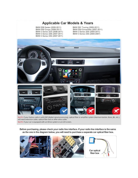 Estéreo de Radio para BMW E90/E91/E92/E93 2005-2011 CAMECHO 2GB+64GB