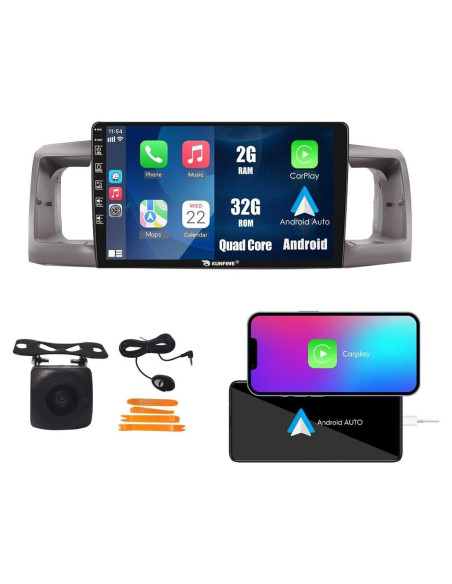 Estéreo Android 9" KUNFINE CarPlay GPS para Toyota