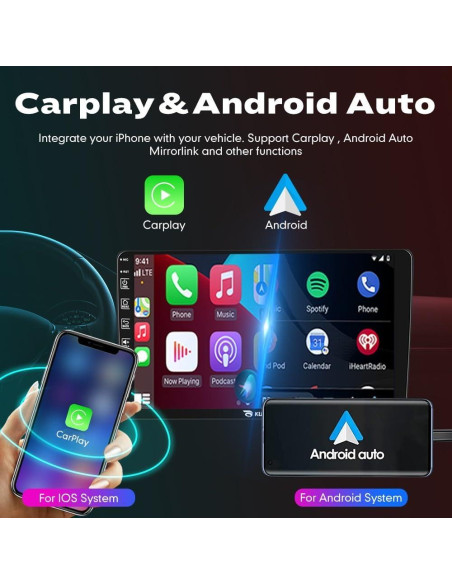 Estéreo Android 9" KUNFINE CarPlay GPS para Toyota