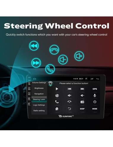 Estéreo Android 9" KUNFINE CarPlay GPS para Toyota