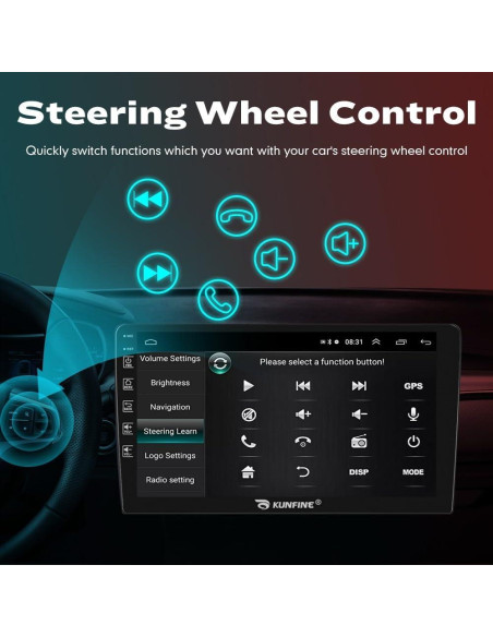 Estéreo Android 9" KUNFINE CarPlay GPS para Toyota