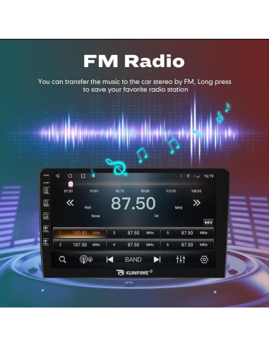 Estéreo Android 9" KUNFINE CarPlay GPS para Toyota