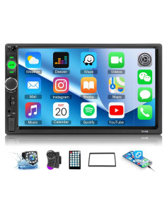 Estéreo de Coche CAMECHO 2 Din 7" HD Bluetooth con Cámara
