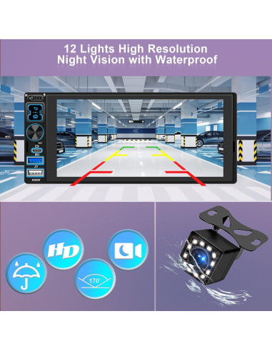 Estéreo de Coche Oeretzrac 1 DIN con Apple CarPlay y Android Auto