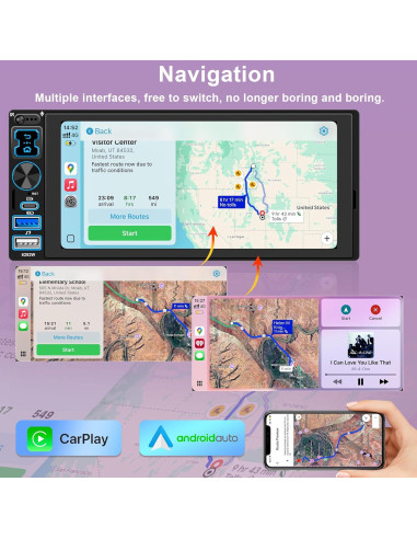 Estéreo de Coche Oeretzrac 1 DIN con Apple CarPlay y Android Auto