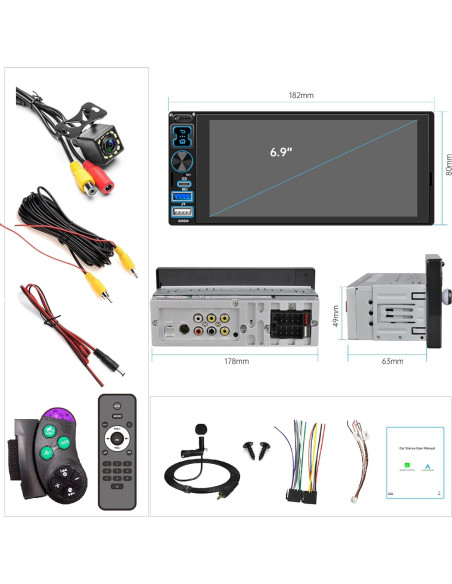Estéreo de Coche Oeretzrac 1 DIN con Apple CarPlay y Android Auto