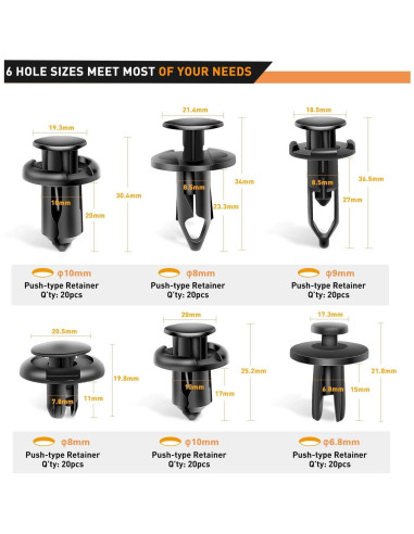 Kit de 120 Clips de Remache GOOACC GRC-30 + Removedor