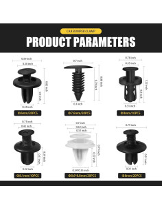 Kit 100 Sujetadores de Parachoques Nylon Bookeel 6.3-10mm 2