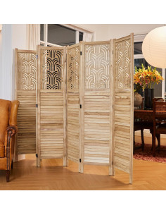 Divisor de habitación 6 paneles Svimi madera tallada Natural 2