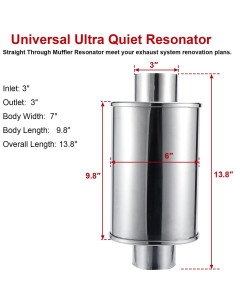 Silenciador Resonador ELSHINE 3'' Acero Inoxidable 304 2