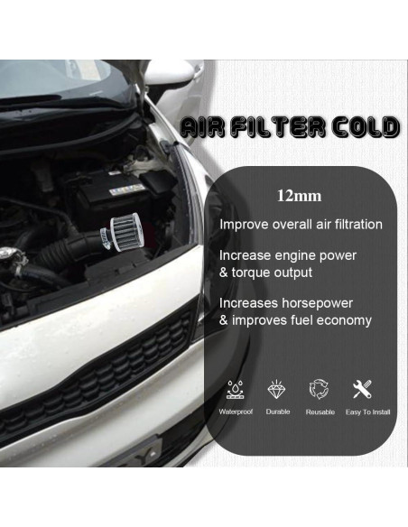 Filtro de Aire 12mm HAOBO para Motores Pequeños - Cromo