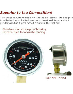 Probador de Fugas de Presión Turbo Boost 5" Aluminio Billet 6061 2