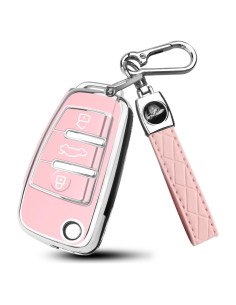 Cubierta de Llave Audi 3 Botones TPU Rosa - A1 A3 Q3 Q7 R8