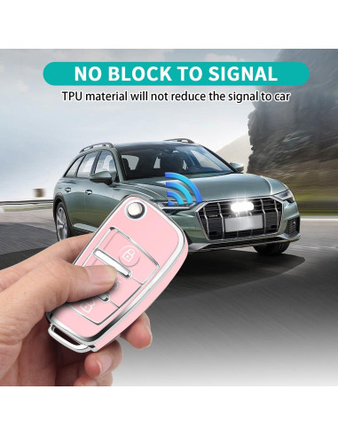 Cubierta de Llave Audi 3 Botones TPU Rosa - A1 A3 Q3 Q7 R8