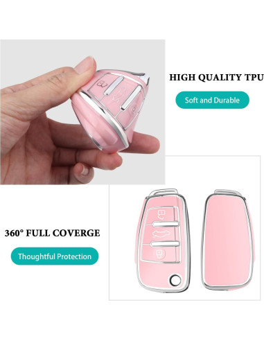 Cubierta de Llave Audi 3 Botones TPU Rosa - A1 A3 Q3 Q7 R8