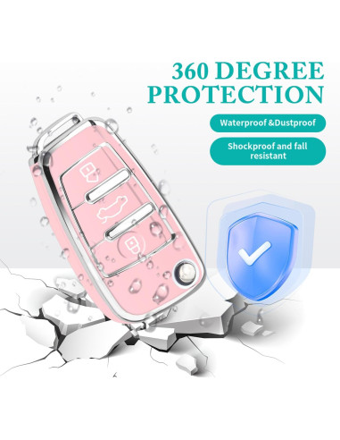 Cubierta de Llave Audi 3 Botones TPU Rosa - A1 A3 Q3 Q7 R8