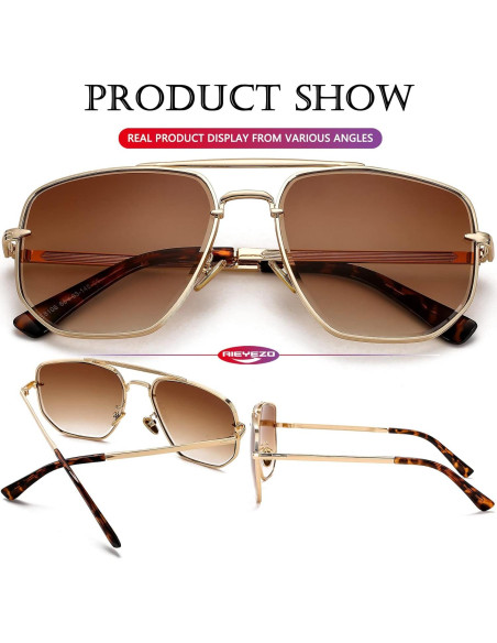 Gafas de sol cuadradas AIEYEZO UV400 estilo piloto militar