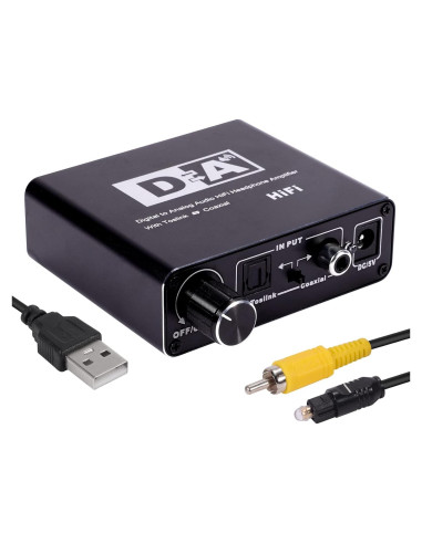 Convertidor de Audio Digital a Analógico LENDAWAY 192KHz RCA 3.5mm