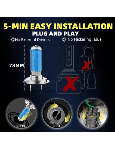 Kit de Bombillas Halógenas AOXTOZH H7 H7 9006 para Jetta 2007-2014