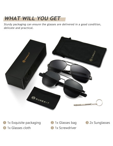 Gafas de sol piloto polarizadas SUNGAIT UV400 - 2 pares