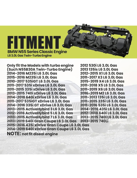 Cubierta de Válvula Mocar7 para BMW 135i 335i 435i 3.0L 2010-2019