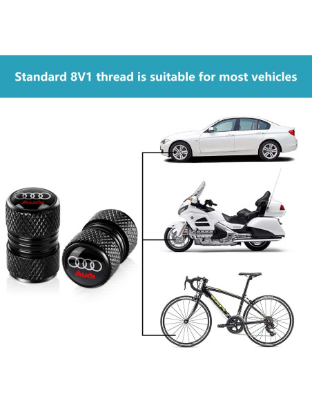 Tapas de Válvula de Neumático Xiconbao para Audi - Paquete de 4