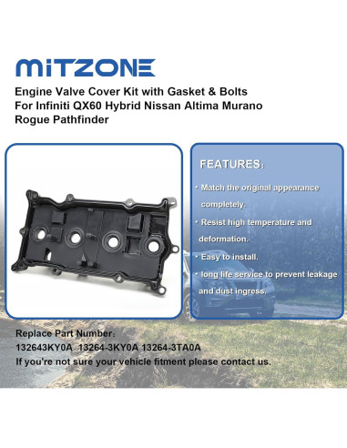 Cubierta de Válvula MITZONE para Nissan Altima/Rogue 2014-2017