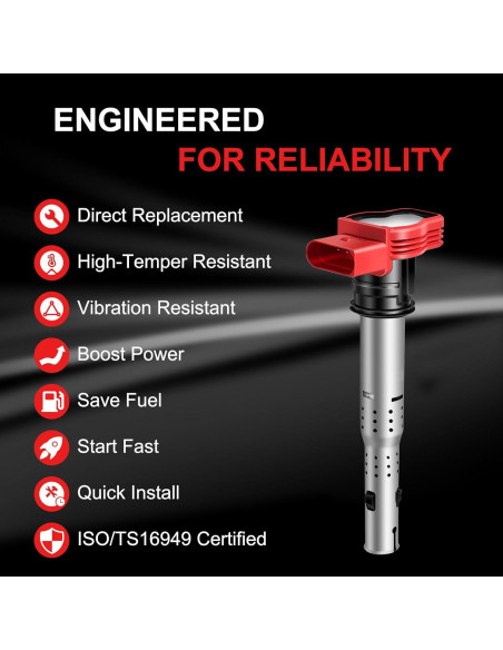 Bobinas de Encendido y Bujías de Iridio GPMMWPG UF529 para Audi y VW
