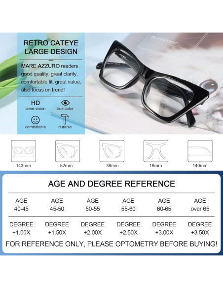 Gafas de Lectura Oversized MARE AZZURO 2.5 para Mujeres