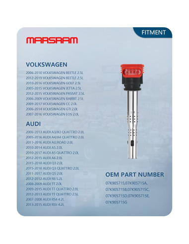 Paquete de 5 Bobinas de Encendido Marsram UF575 para VW/Audi