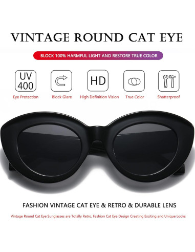 Gafas de Sol Cat Eye AIEYEZO Retro Gruesas para Mujeres