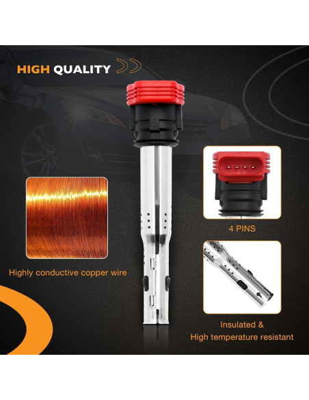 Juego de Bobinas de Encendido y Bujías HQPASFY 4 Pcs 2.0L