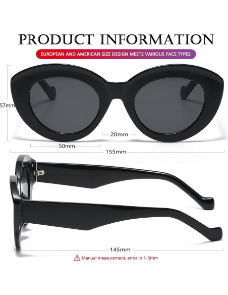 Gafas de Sol Cat Eye AIEYEZO Retro Gruesas para Mujeres