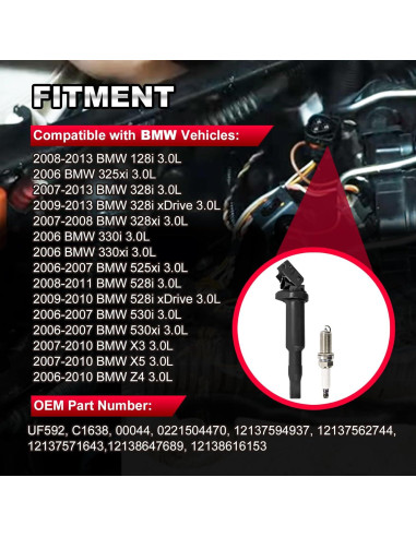 Juego de 6 Bobinas de Encendido TEMSONE para BMW 3.0L