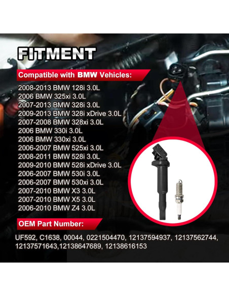 Juego de 6 Bobinas de Encendido TEMSONE para BMW 3.0L