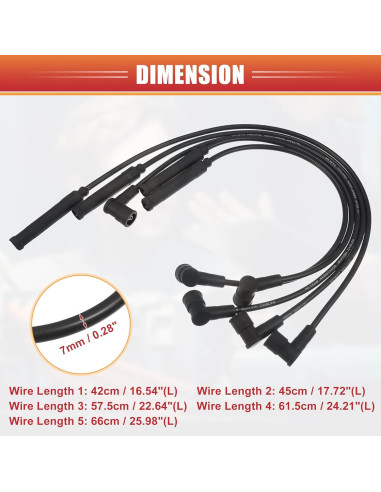 Cable de Bujía de Encendido ACROPIX 7mm para BMW E30 E36 - 5 Piezas