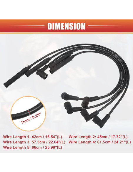 Cable de Bujía de Encendido ACROPIX 7mm para BMW E30 E36 - 5 Piezas